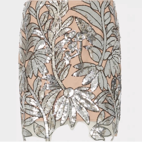 Milly Kristina Sequin Lace Skirt in Silver NWT - Picture 2 of 4